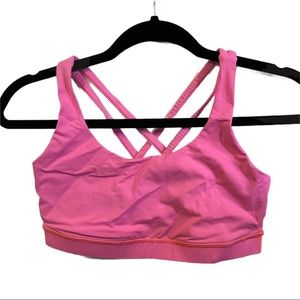 Lululemon Pink Sports Bra Size 8 Criss-cross Strap Yoga Bra EUC